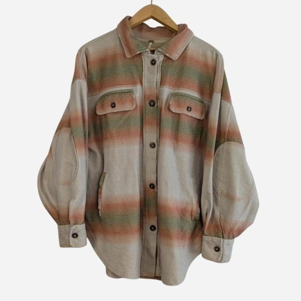 Free People Printed Ruby Shacket Marzipan Combo Oversized Medium - Picture 6 of 13